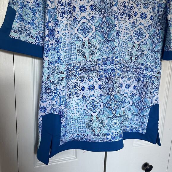 Women’s Aqua Et Sol Swim Tunic Dress Blue White Size Medium - Picture 3 of 4